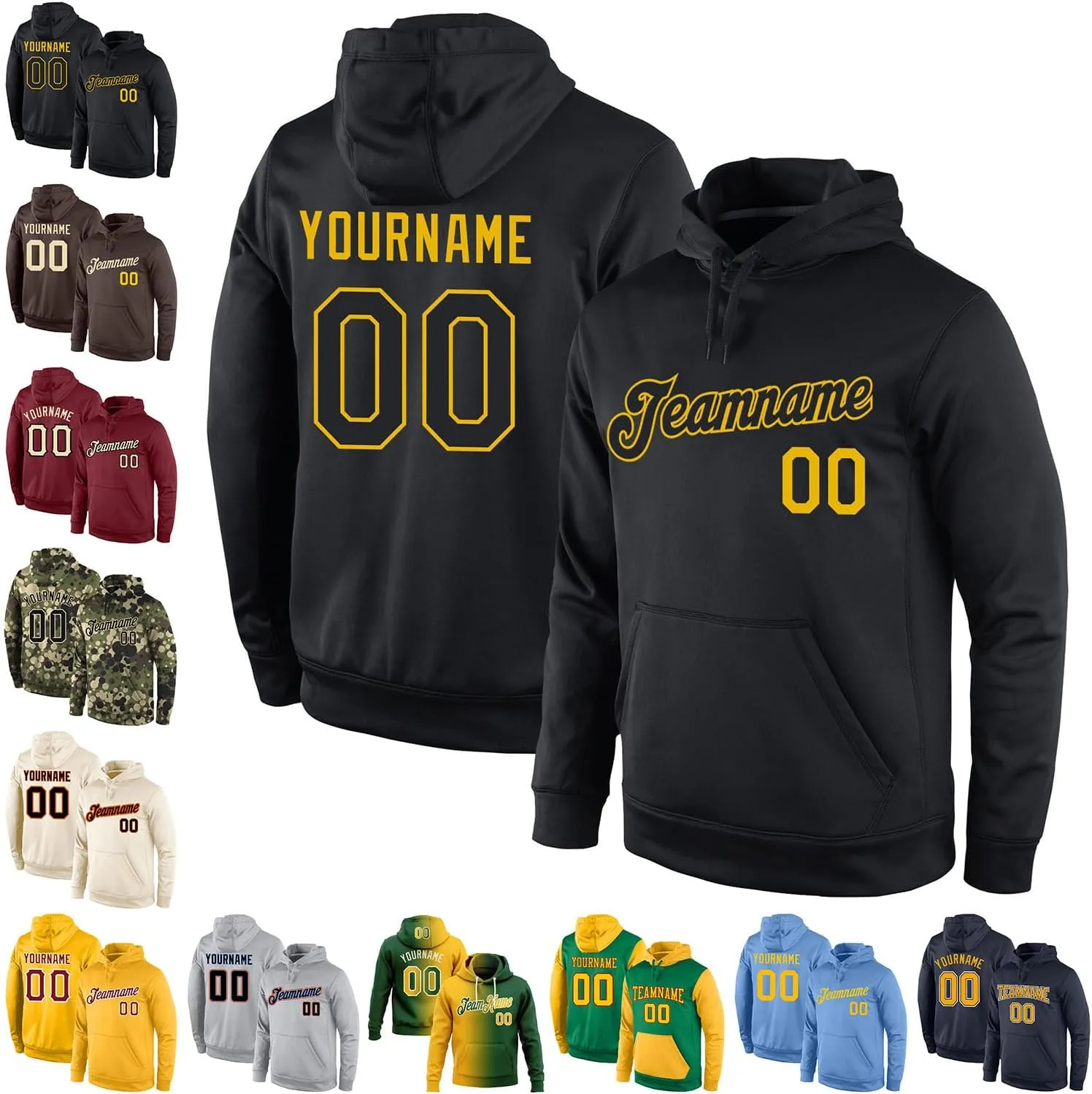 Custom Stitched Green Gold Cream Gradient Fashion Sports Pullover Sweatshirt Hoodie Unisex-adult Men Women Youth Kids