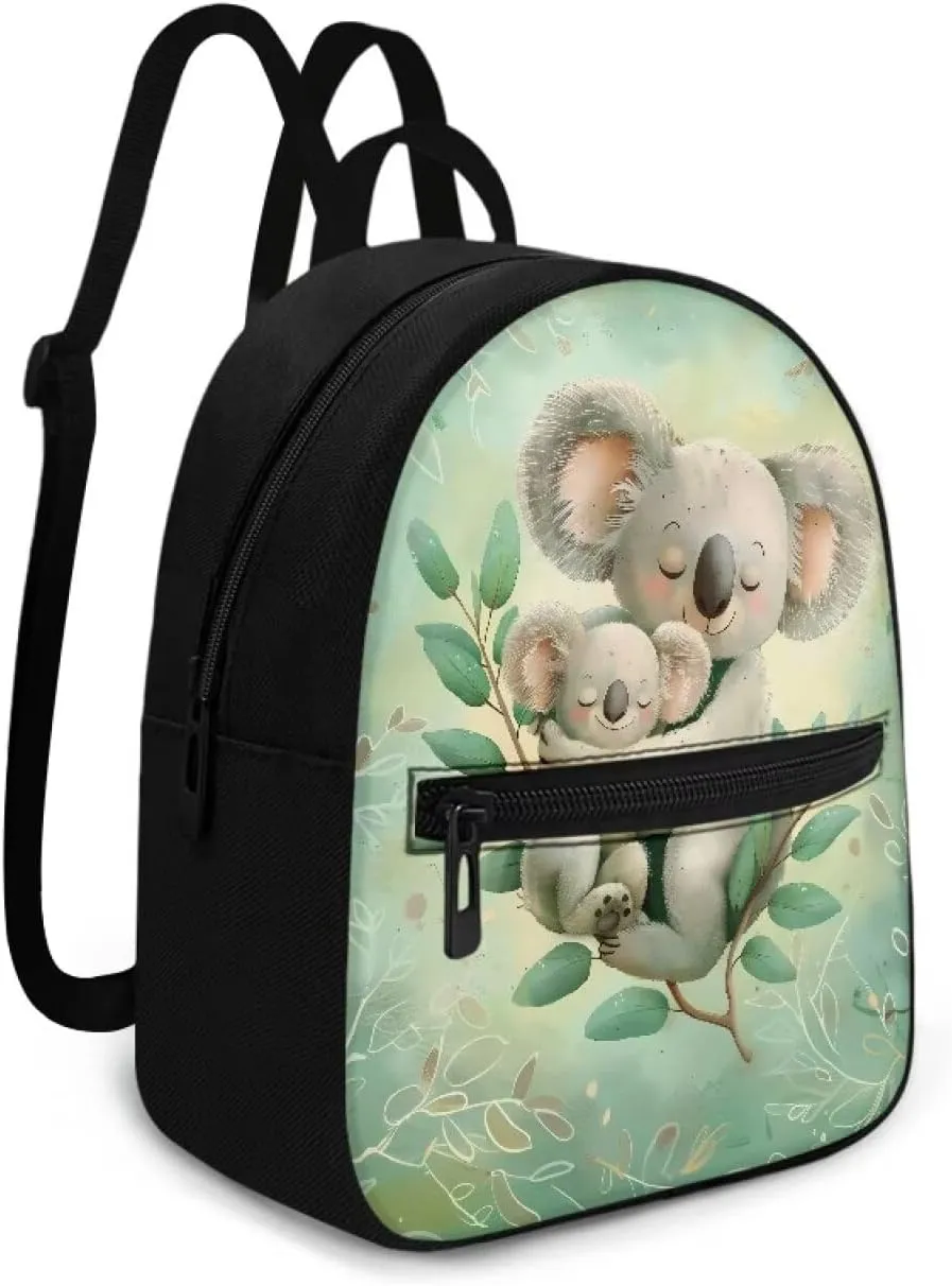 Cute Koala Back Pack Purses Women Green Small Travel Backpack with Adjustable Shoulder Strap Portable Tote Bag for College Business Multiple Pockets Mini Bags for Friends
