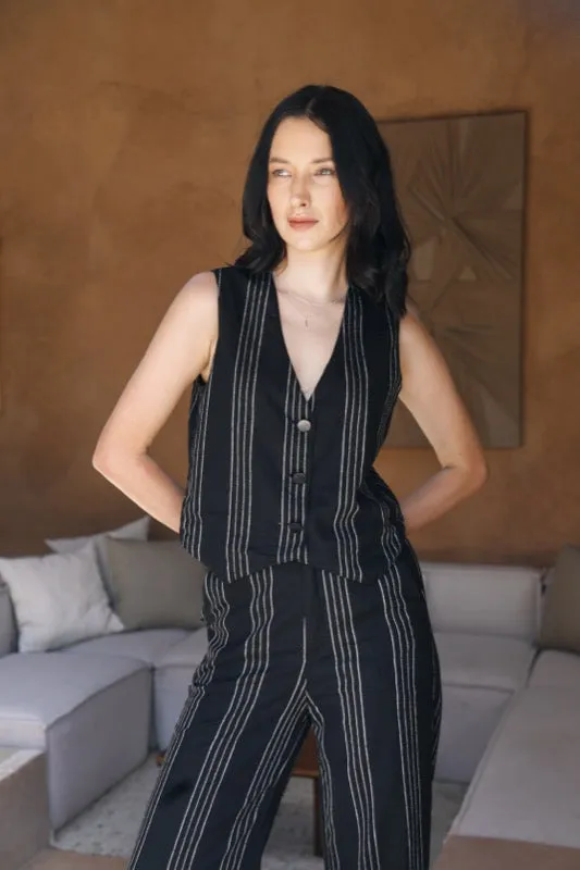 Darlene Pants - Pinstripe Linen
