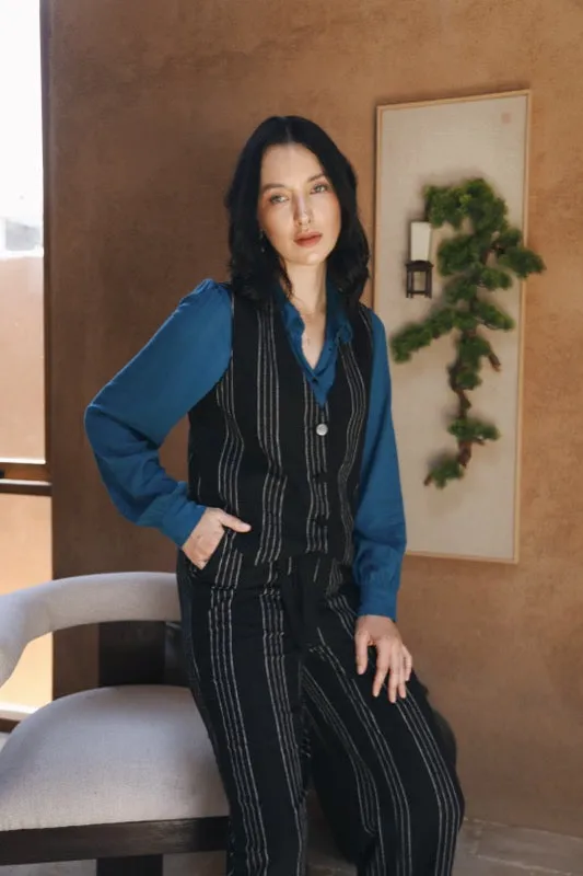 Darlene Pants - Pinstripe Linen