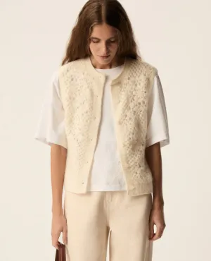 Des Petits Hauts Cemile Cream Gilet Cardigan