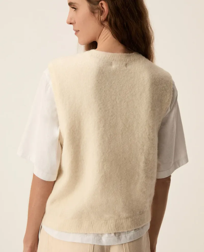 Des Petits Hauts Cemile Cream Gilet Cardigan