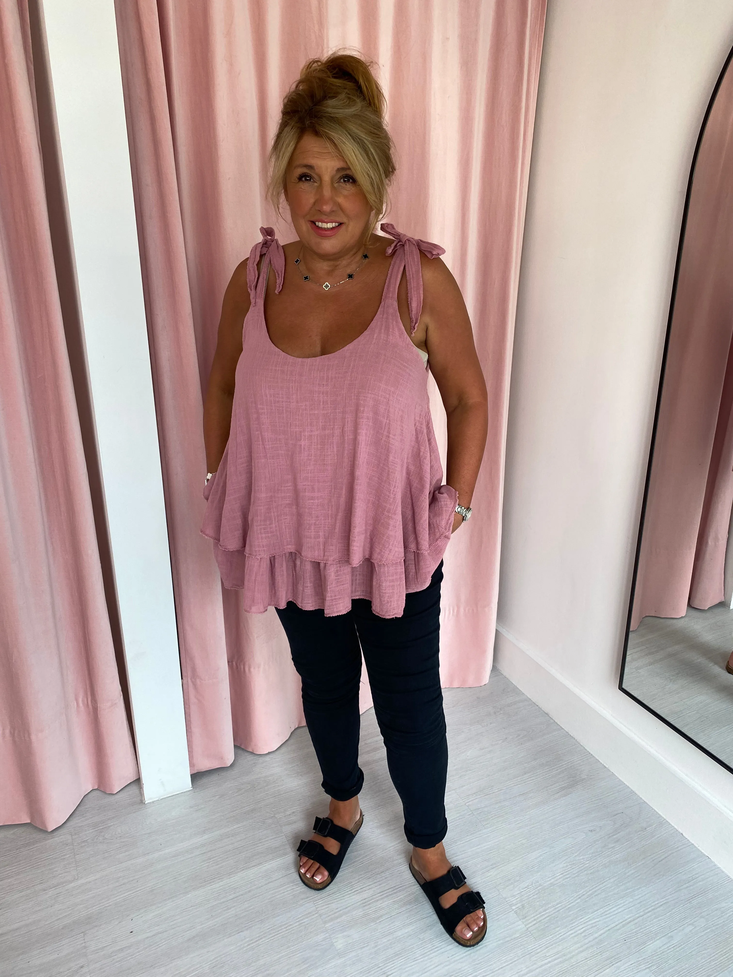 Double Layer Cotton Camisole - Rose