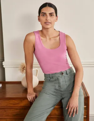 Double Layer Front Vest-Posy Pink