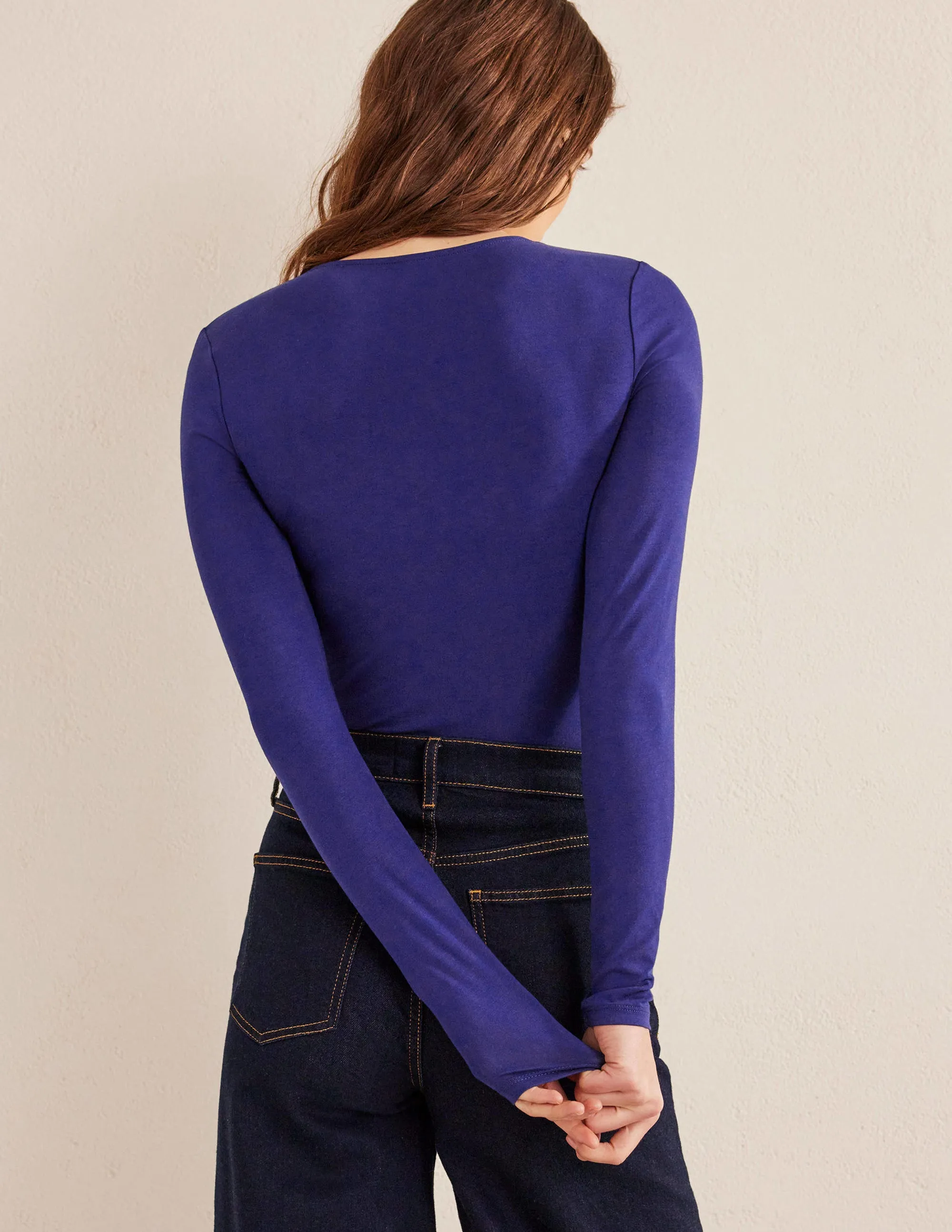 Double Layer Scoop Neck Top-Prussian Blue