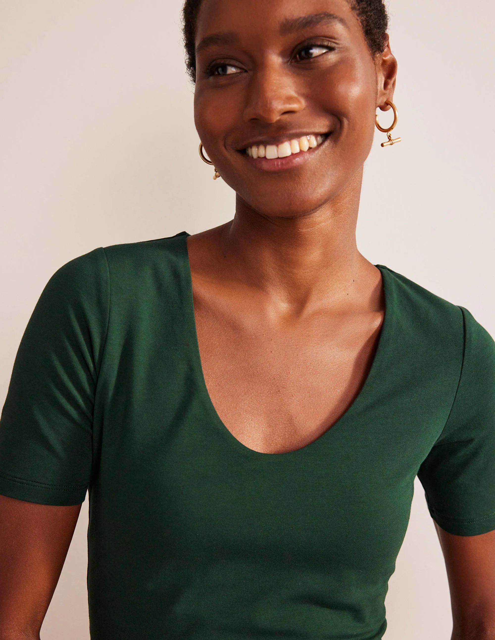 Double Layer Short Sleeve Top-Chatsworth Green