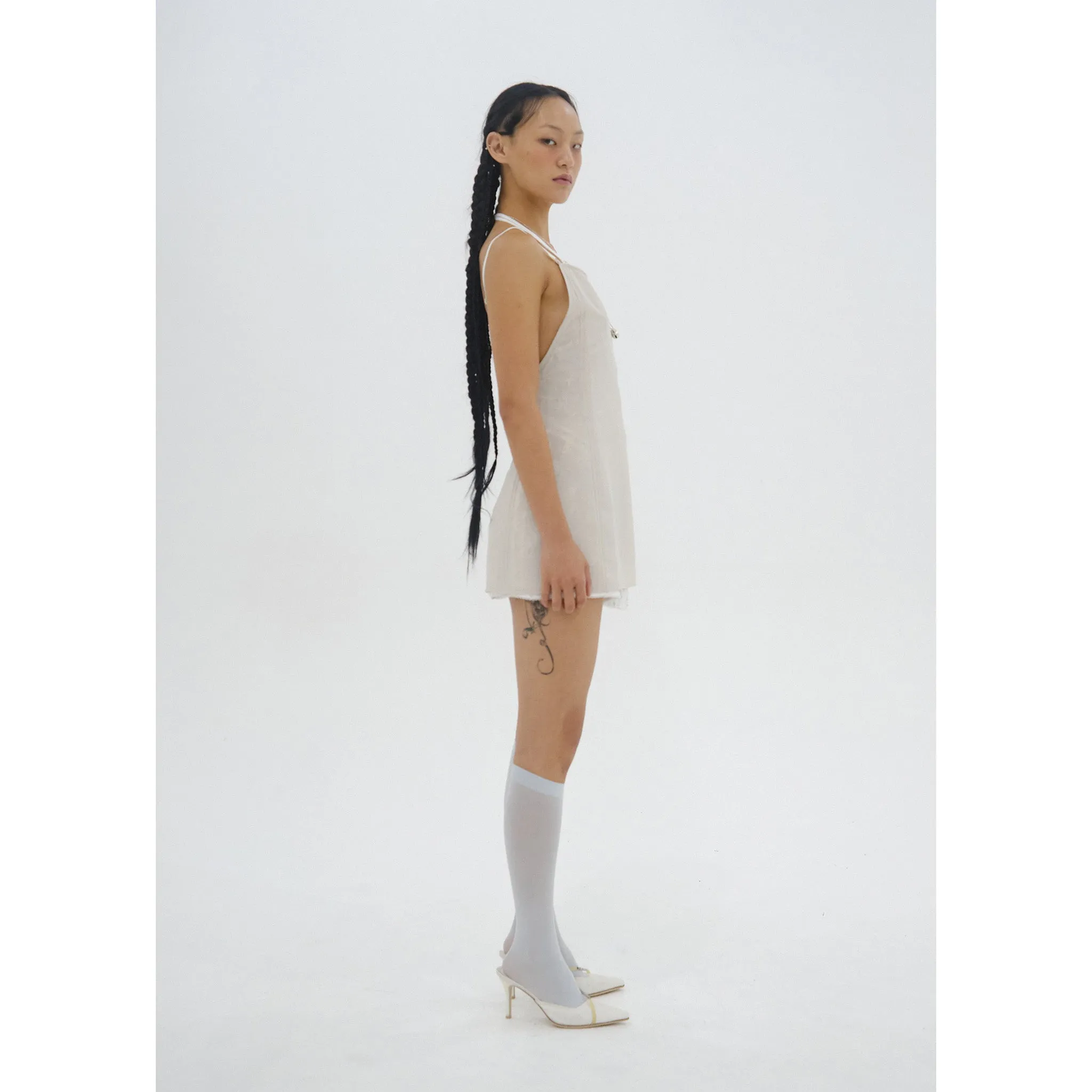 DOUBLE LAYER SLIP DRESS / FOG GREEN