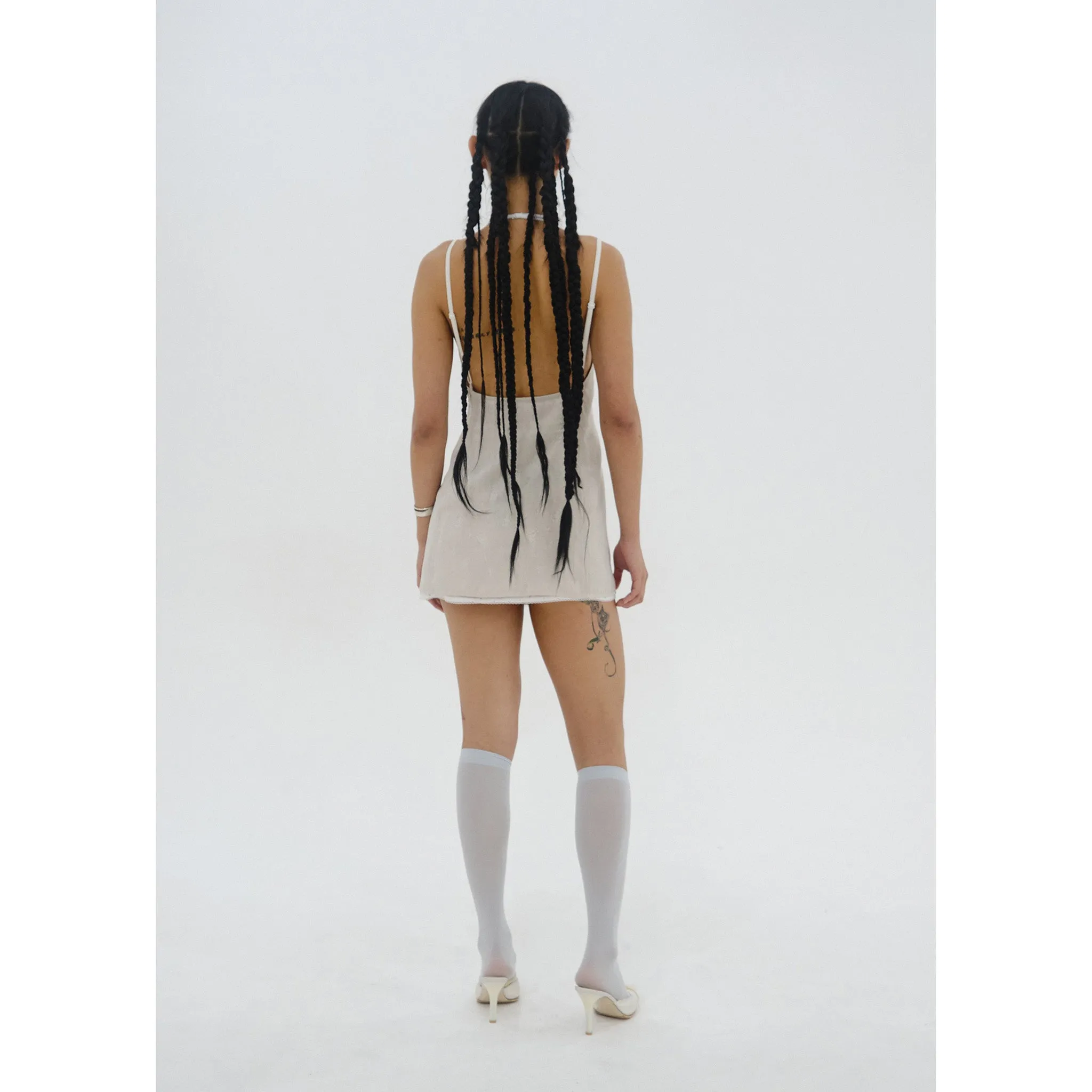 DOUBLE LAYER SLIP DRESS / FOG GREEN