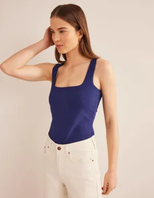 Double Layer Square Neck Vest-Prussian Blue