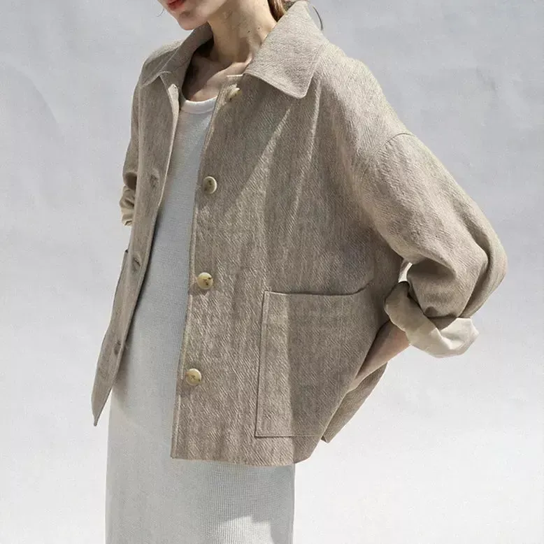 Elegant Casual Cotton-Linen Autumn Jacket