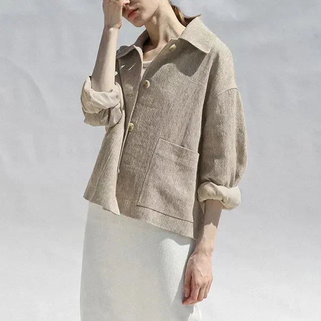 Elegant Casual Cotton-Linen Autumn Jacket