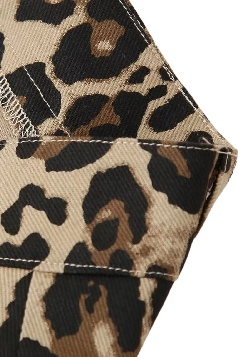 ‘Evelyn’ Vintage Leopard Print Straight-Leg Casual Shorts