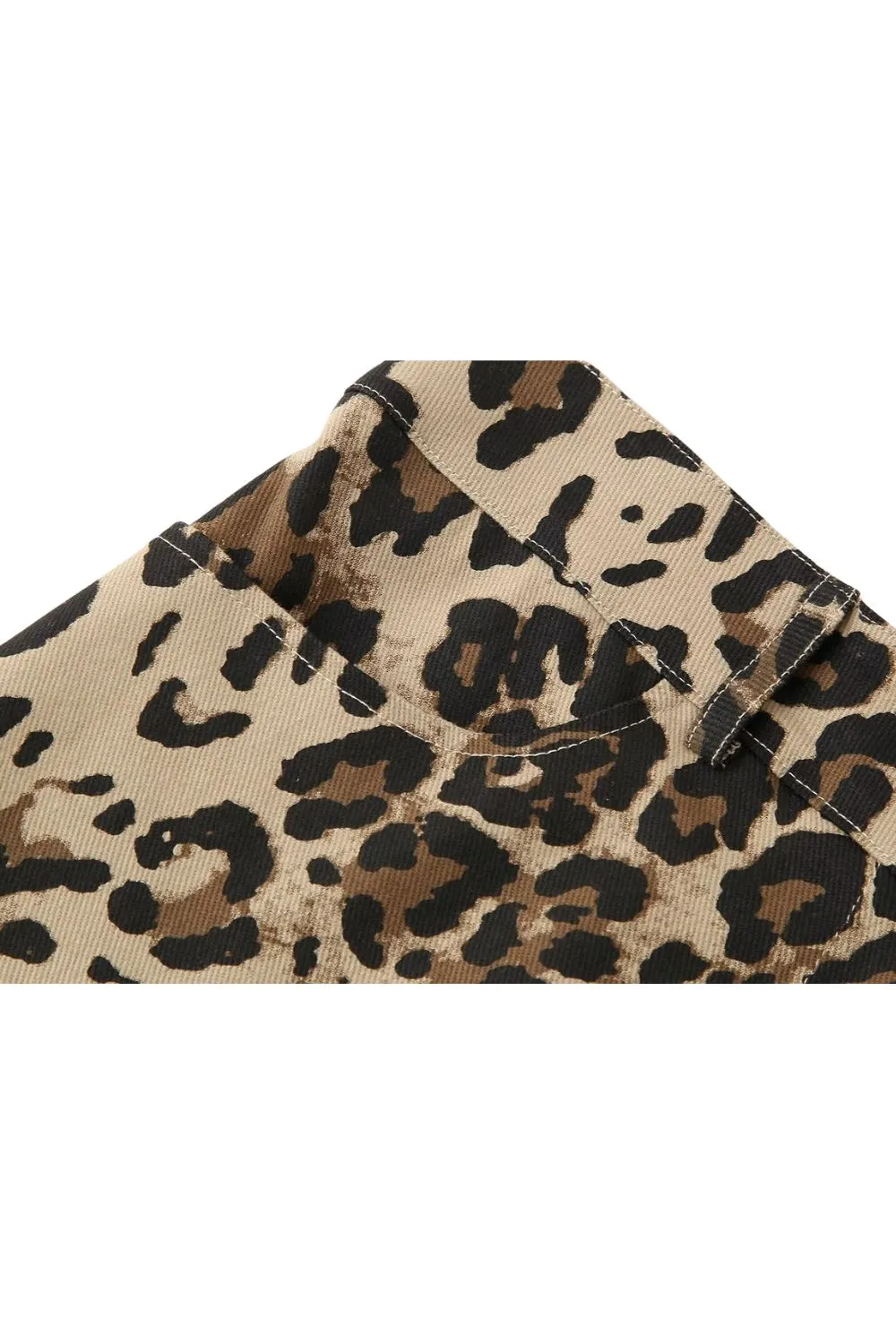 ‘Evelyn’ Vintage Leopard Print Straight-Leg Casual Shorts