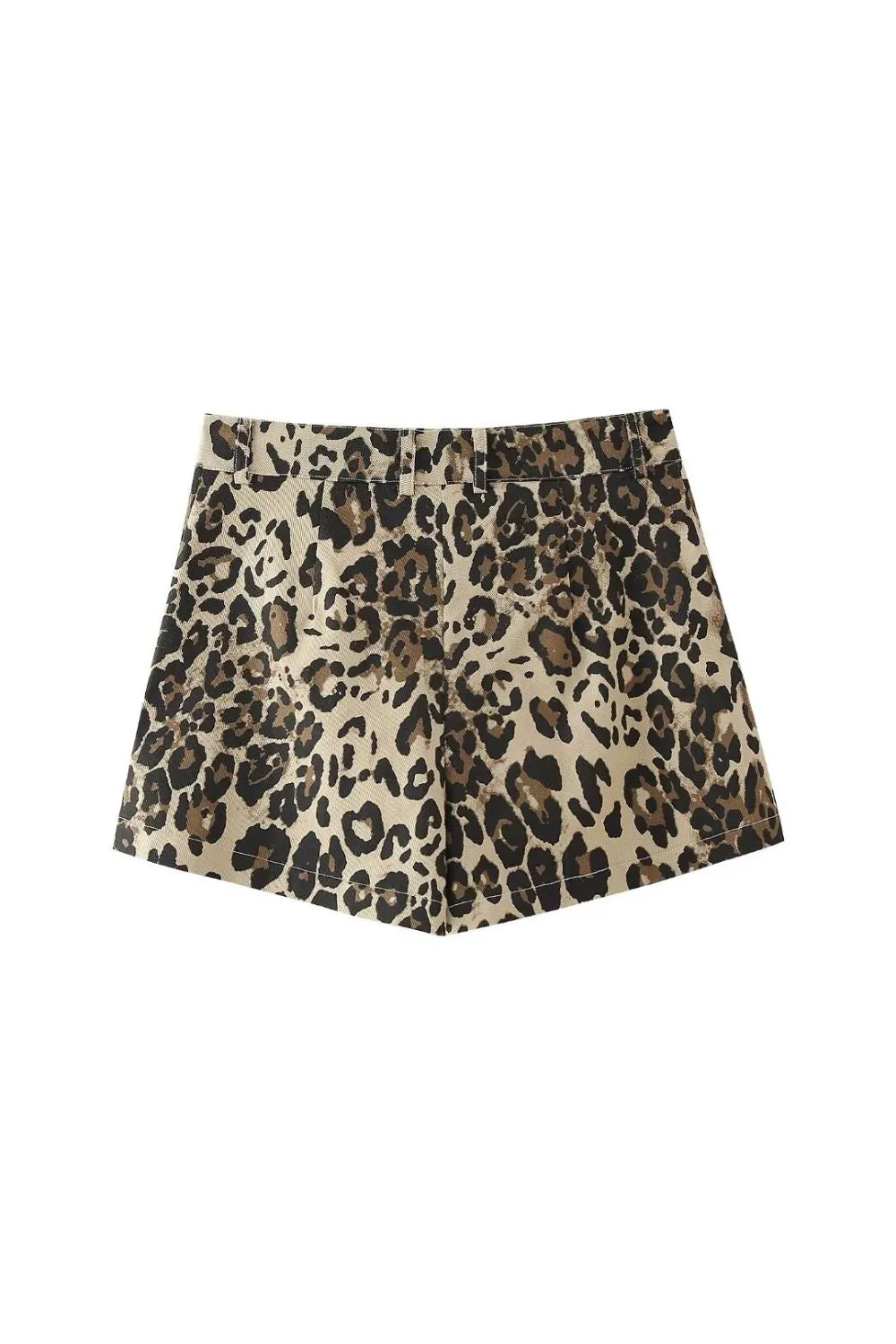 ‘Evelyn’ Vintage Leopard Print Straight-Leg Casual Shorts
