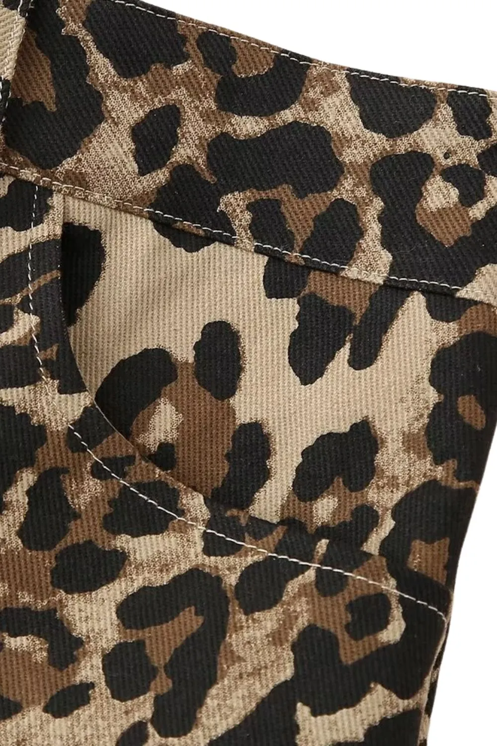 ‘Evelyn’ Vintage Leopard Print Straight-Leg Casual Shorts