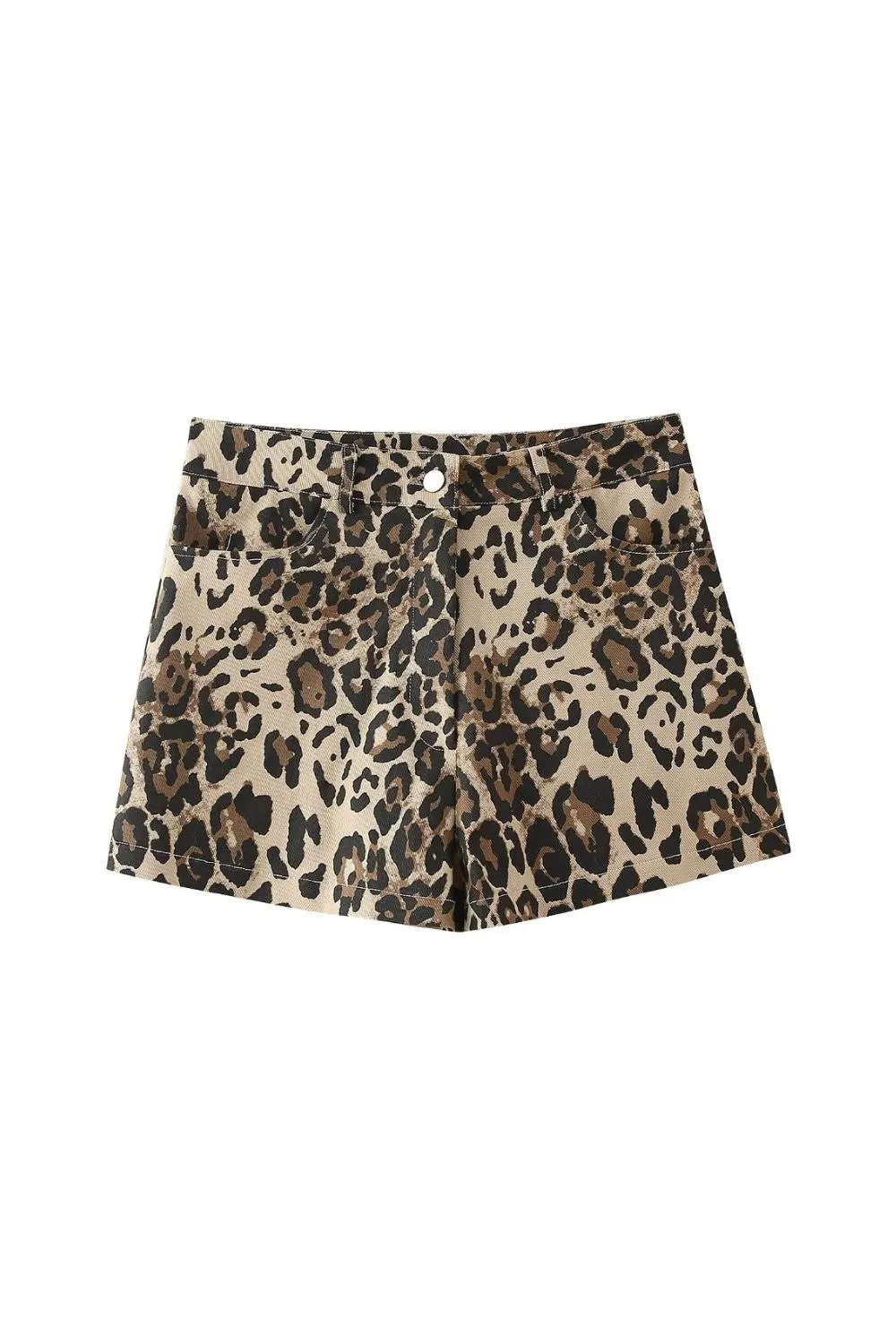‘Evelyn’ Vintage Leopard Print Straight-Leg Casual Shorts