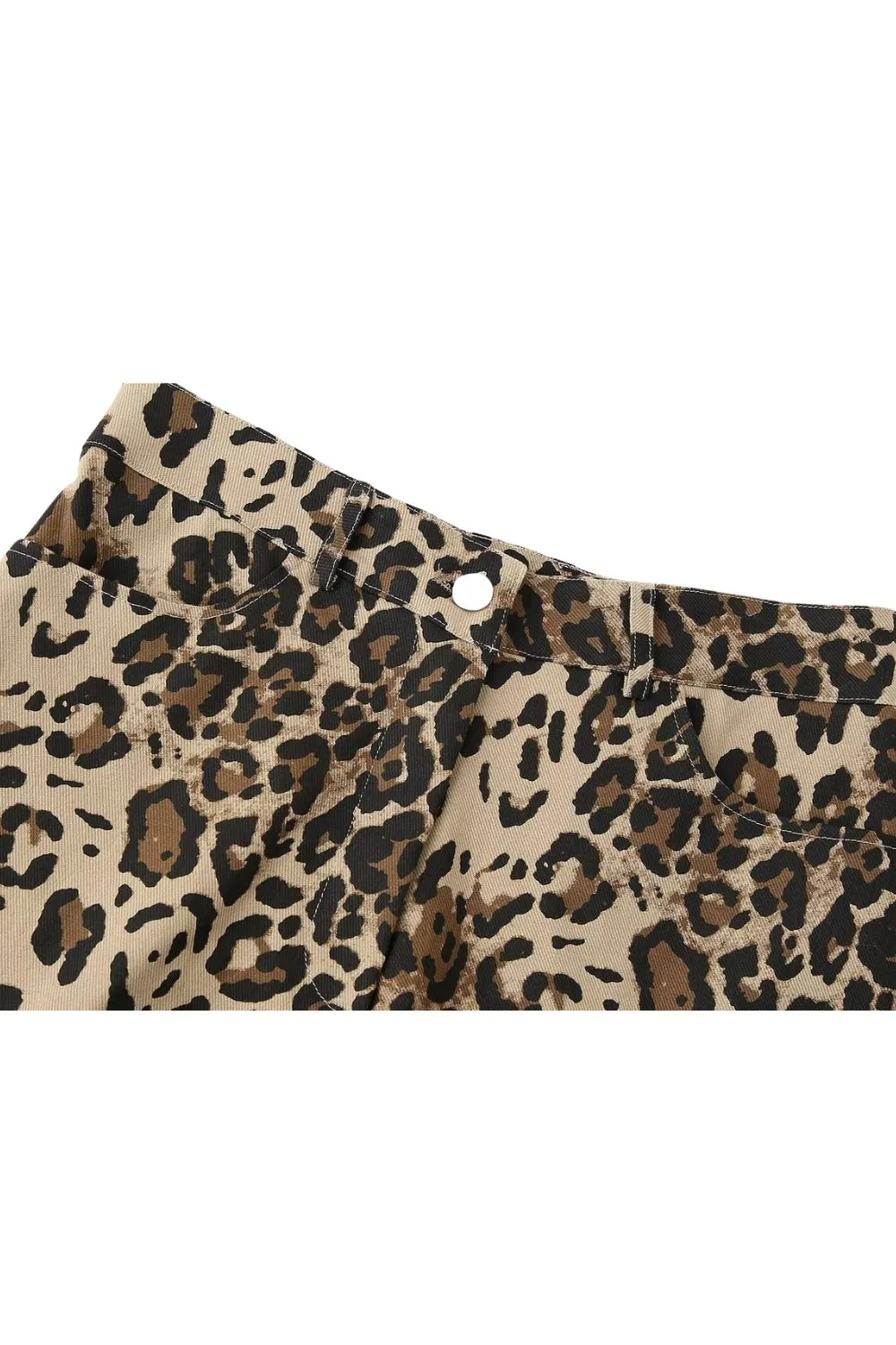 ‘Evelyn’ Vintage Leopard Print Straight-Leg Casual Shorts