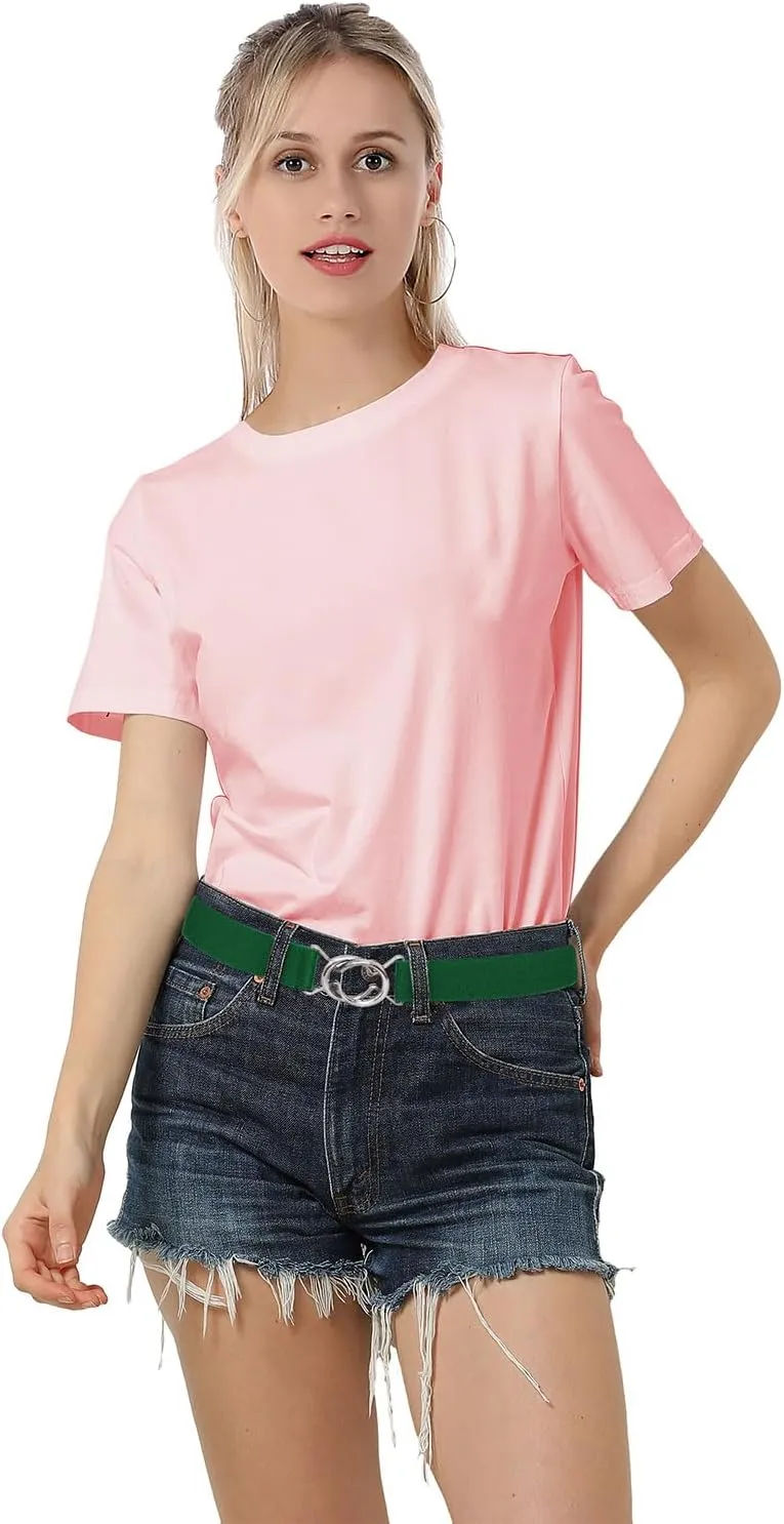 Falari Womens Stretch Belt Adjustable Web Belt Metal Buckle All Occasion Dress Belt
