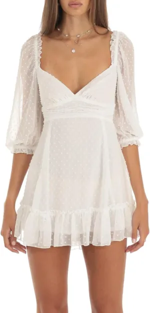 Faretumiya Summer Puff Sleeve Boho Mini Dress Y2k A Line Casual Flowy Sundress Backless Slim Off Shoulder Swing Beach Dress