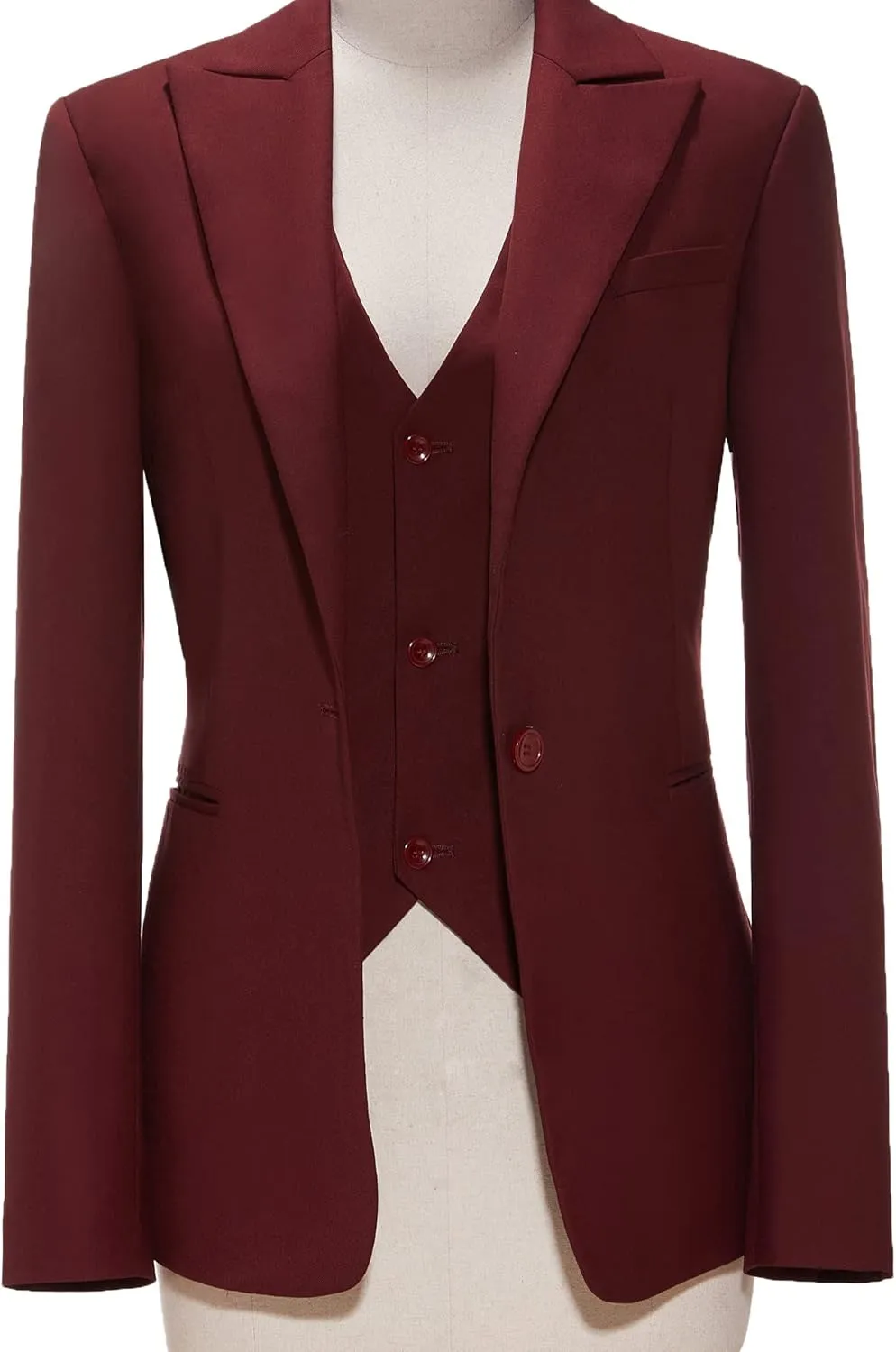 Formal Business Women Suit Set Office Work 3 Pieces Set Notch Lapel Single Breasted Vest Lady Suits Wedding Tuxedos Party