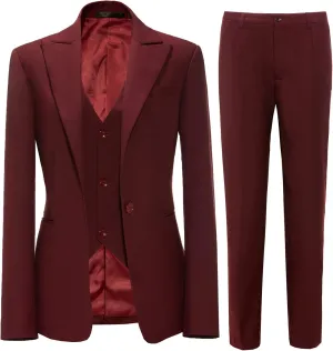 Formal Business Women Suit Set Office Work 3 Pieces Set Notch Lapel Single Breasted Vest Lady Suits Wedding Tuxedos Party