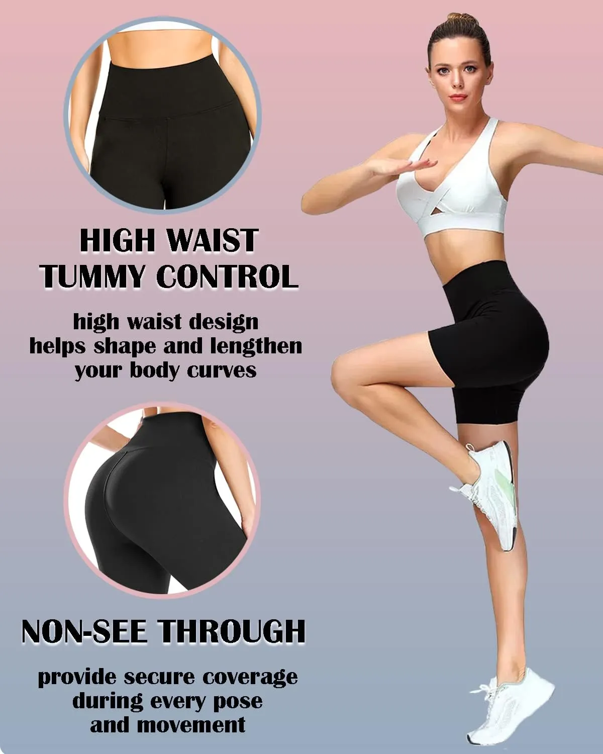 FULLSOFT 7 Pack Biker Shorts for Women-5''/ 8'' High Waisted Workout Running Athletic Spandex Soft Gym Short Yoga Leggings