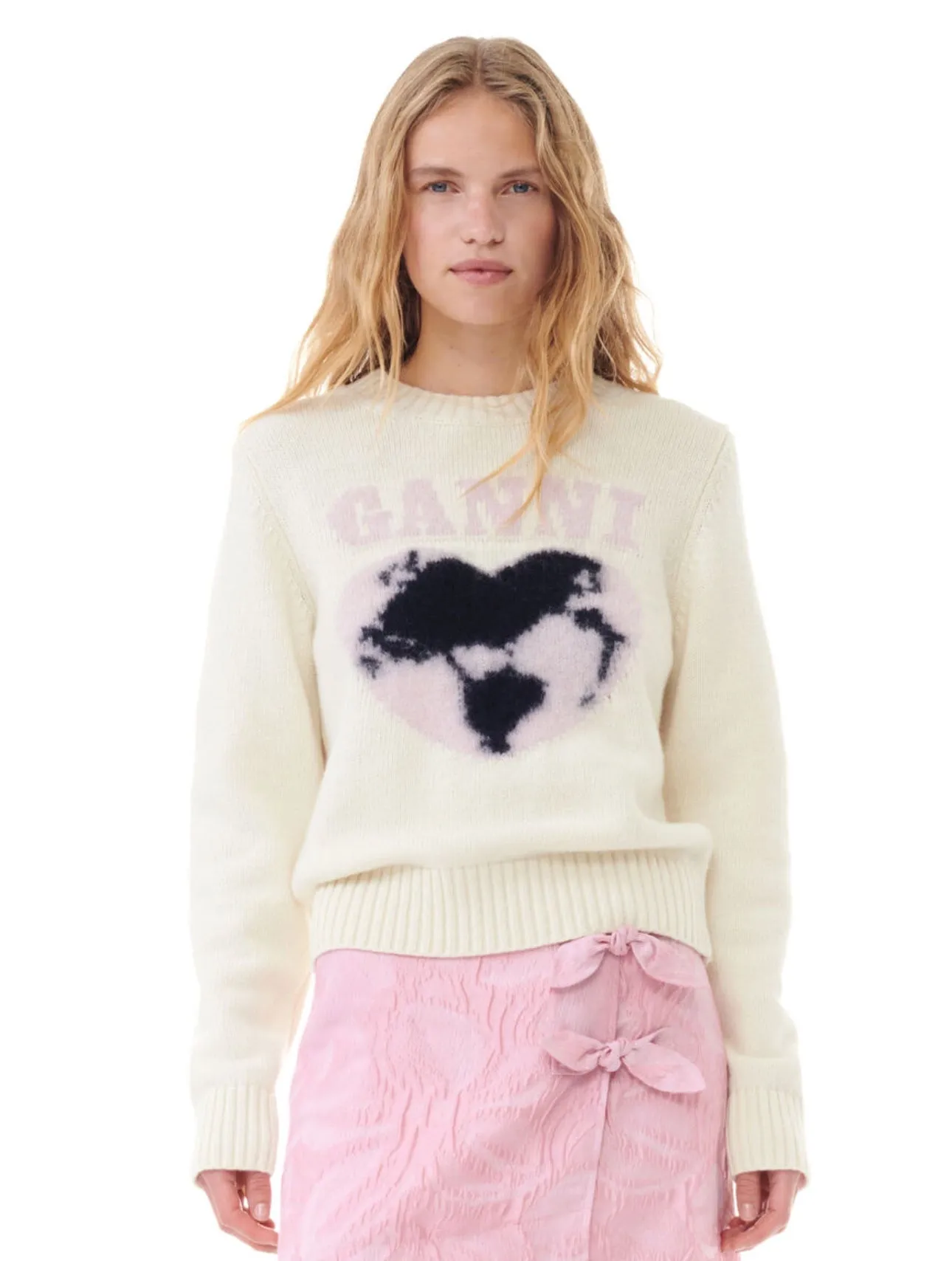 Ganni Graphic Soft Wool Mix O-Neck Knit