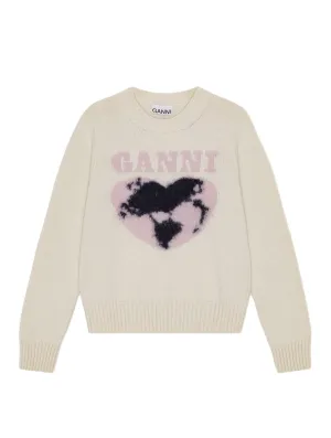 Ganni Graphic Soft Wool Mix O-Neck Knit