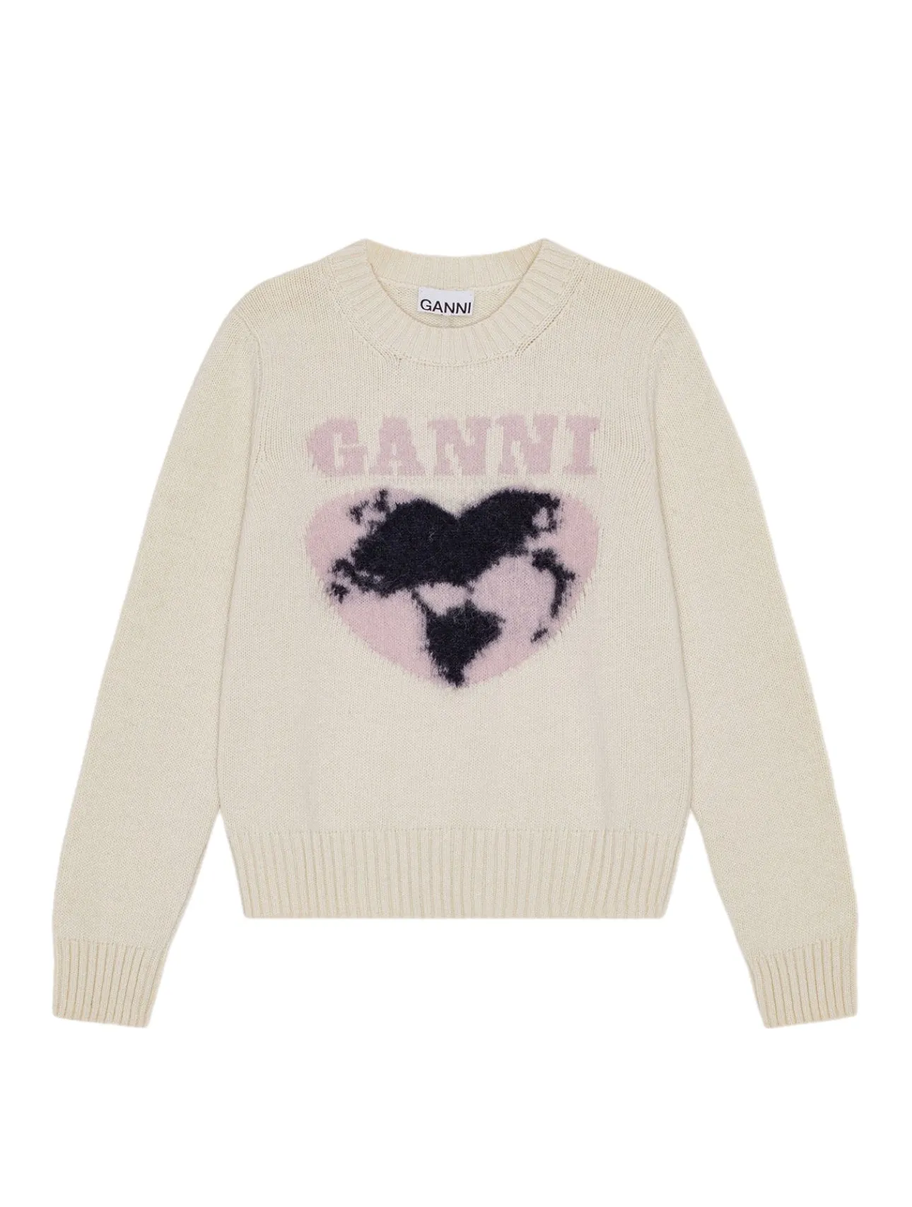 Ganni Graphic Soft Wool Mix O-Neck Knit