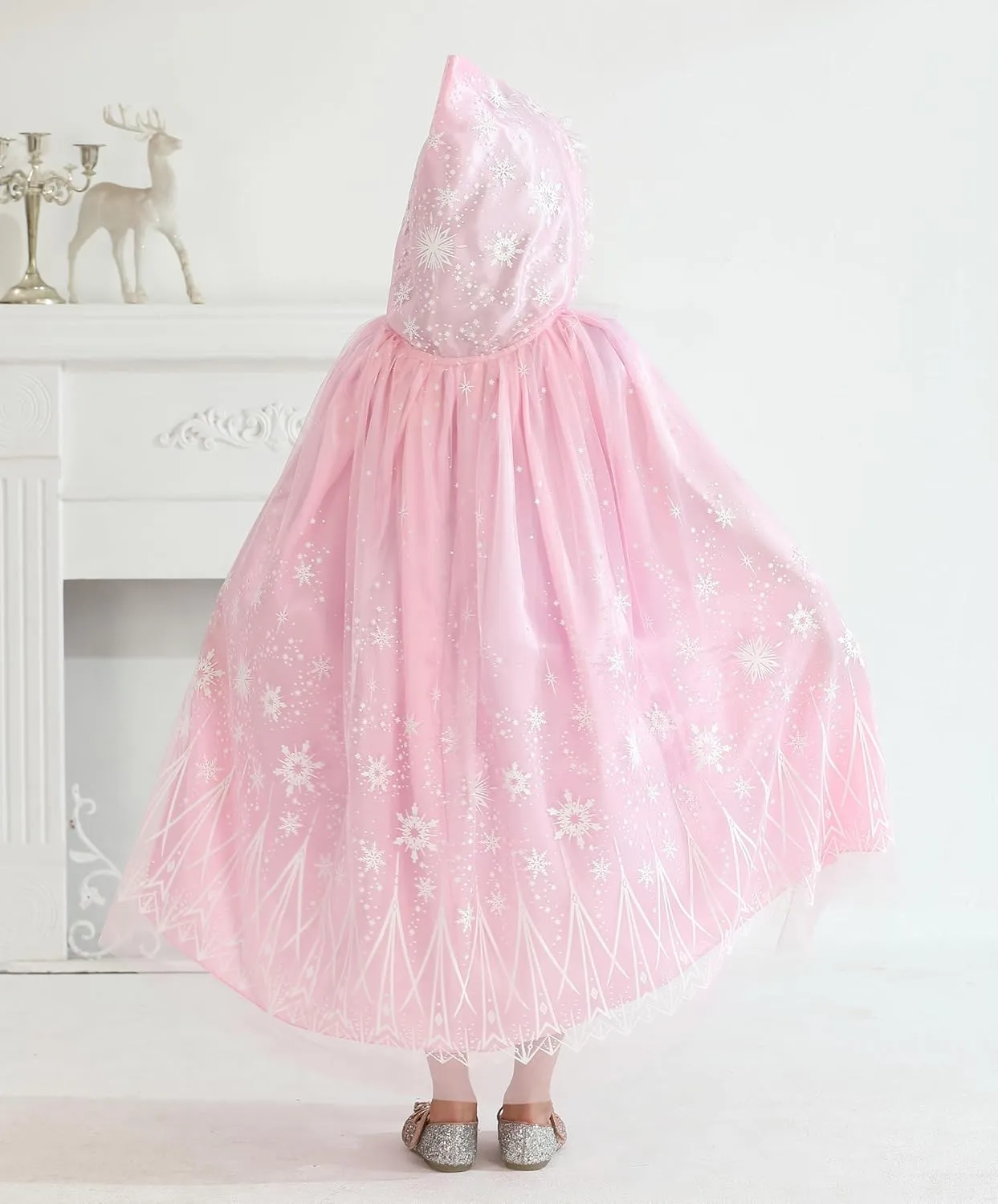 Girls Hooded Cape for Elsa Kids Princess Cloak Costume