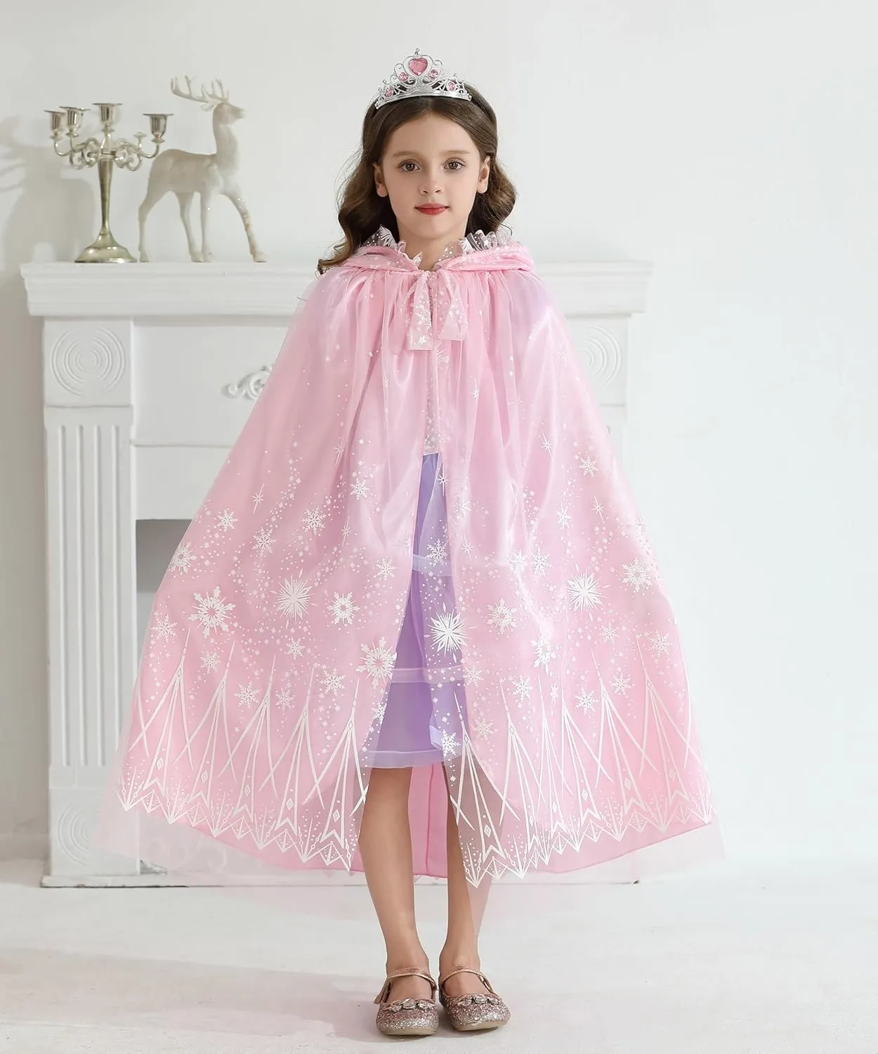 Girls Hooded Cape for Elsa Kids Princess Cloak Costume