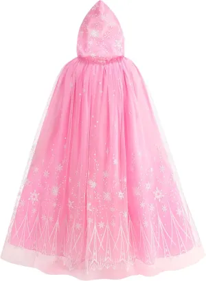 Girls Hooded Cape for Elsa Kids Princess Cloak Costume