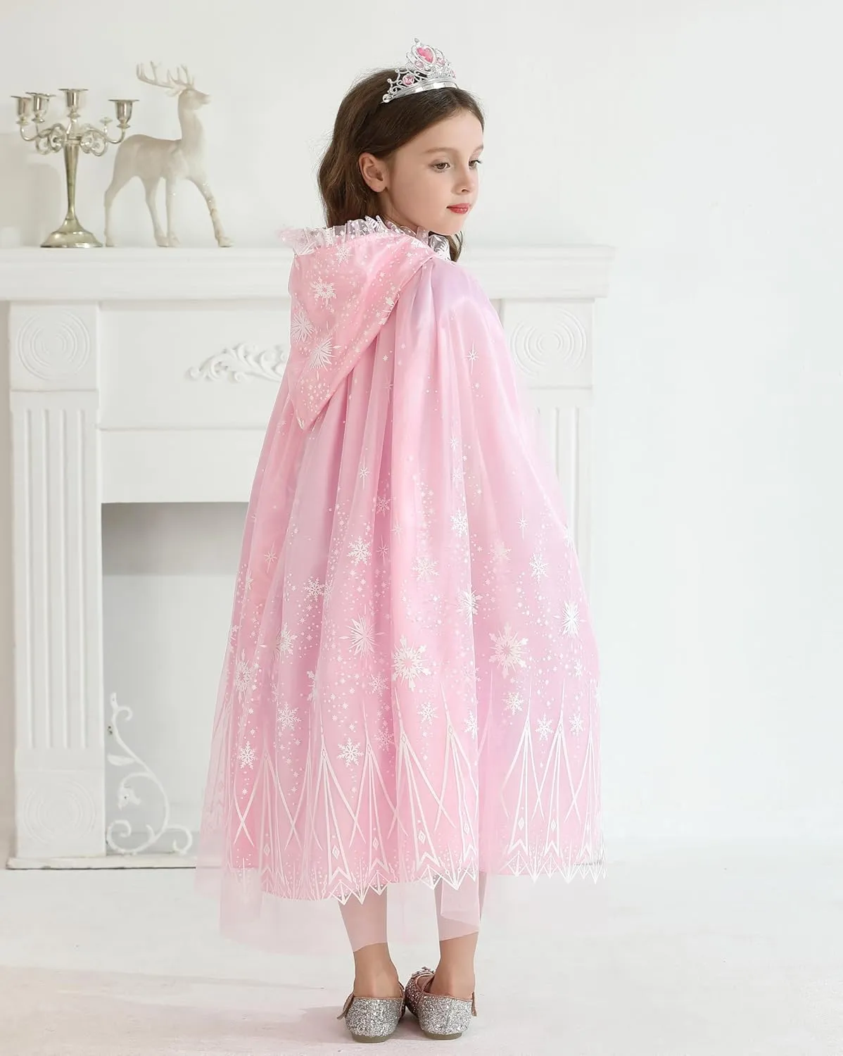 Girls Hooded Cape for Elsa Kids Princess Cloak Costume