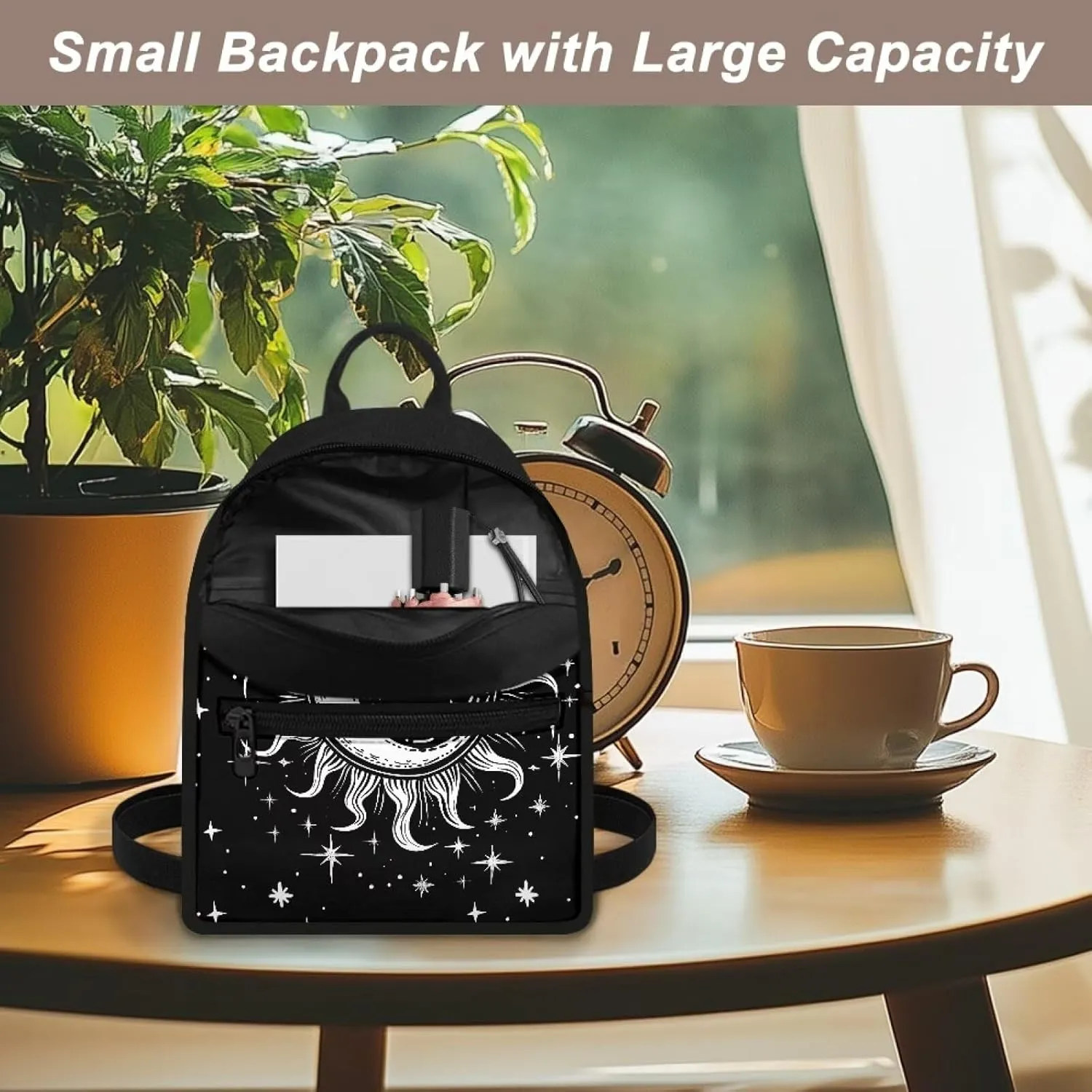 Gothic Sun Backpack Purse Small Backpack for Women With Adjustable Shoulder Strap Carrying Back Pack Purses Women for Travel Shopping Work School Personalized Gifts