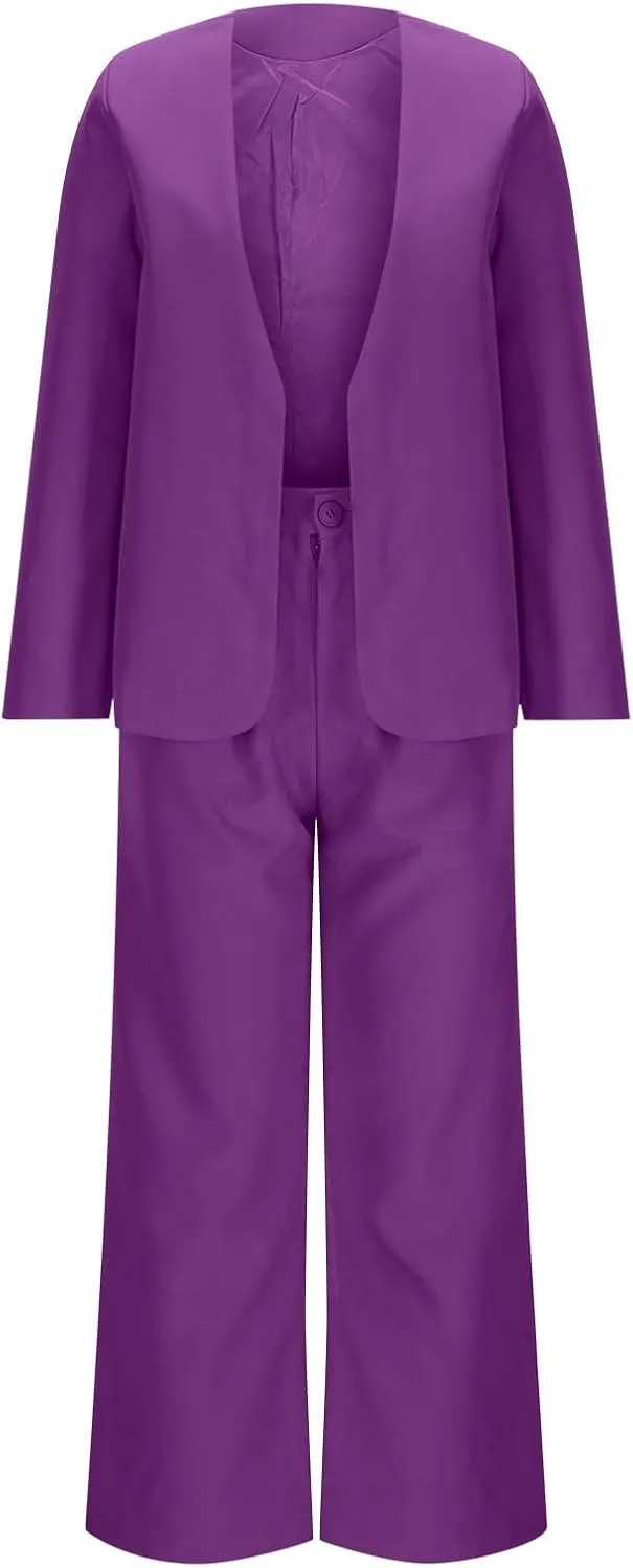 HGps8w Two Piece Blazer Outfits for Women Loose Open Front Suit Jacket and Straight Pants Office Lady Business Work Suits