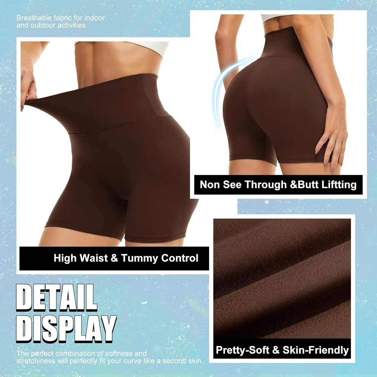HIGHDAYS 5 Biker Shorts for Women - High Waist Tummy Control Stretch Spandex Workout Yoga Running Gym Underwear