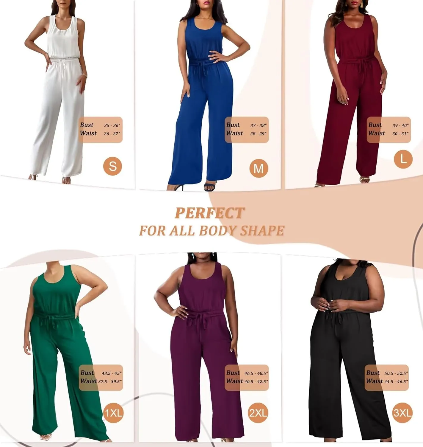 Hybrid & Company Women Casual Sleeveless Playsuits High Waist Pants Romper Loose Wide Leg Jumpsuit