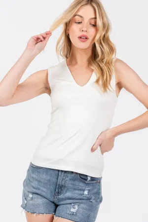 Ivory V Neck Double Layer Top
