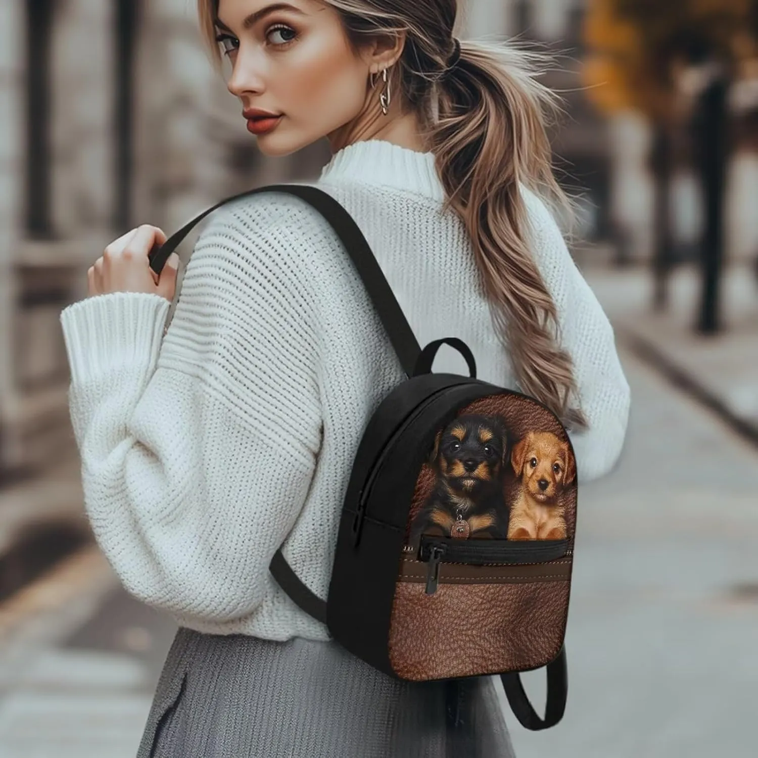 Kawaii Dog Small Diaper Bag for Women Men Lightweight Backpack Purse with Adjustable Shoulder Strap Carrying Shoulder Bags Portable Daypack for School Travel Wark Walk