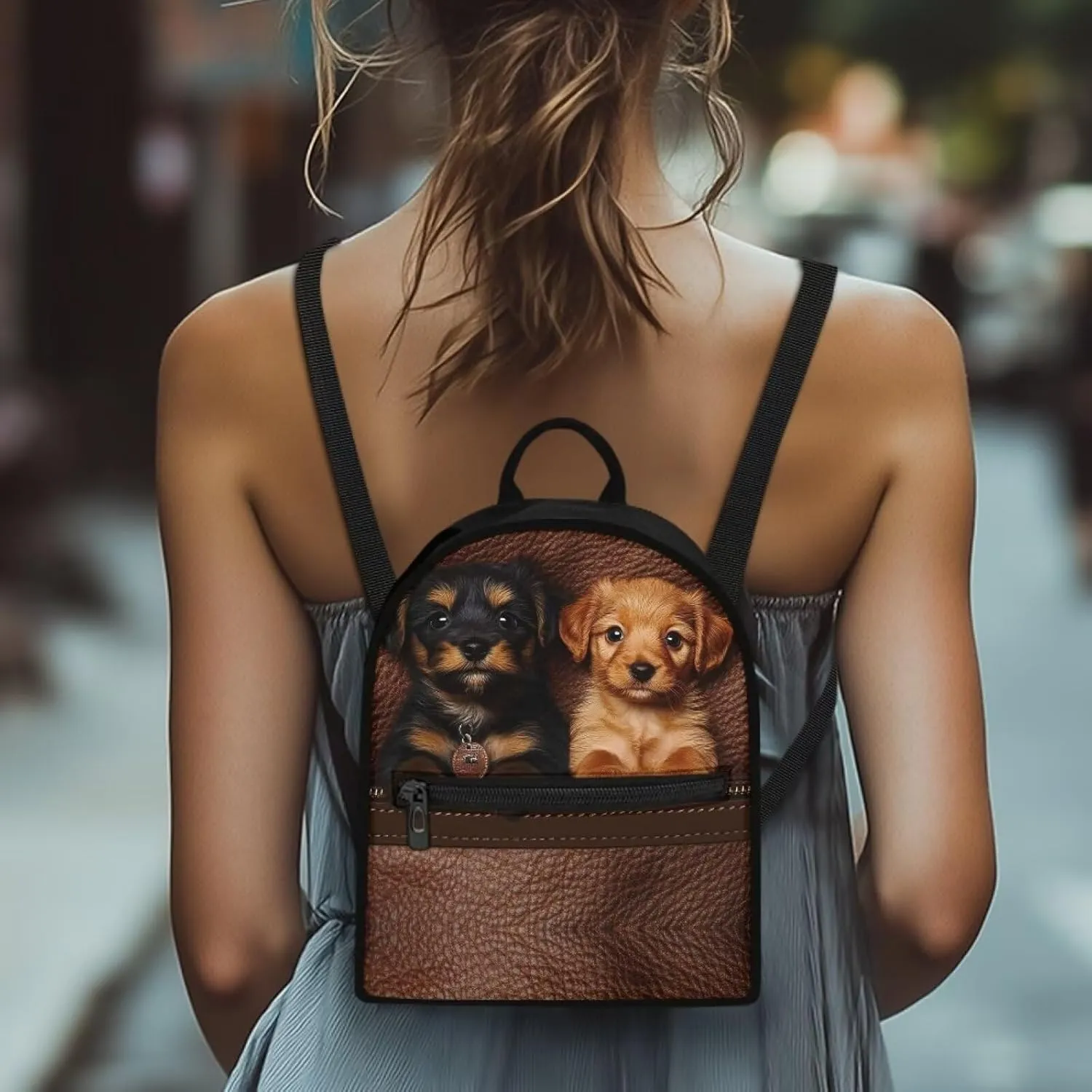 Kawaii Dog Small Diaper Bag for Women Men Lightweight Backpack Purse with Adjustable Shoulder Strap Carrying Shoulder Bags Portable Daypack for School Travel Wark Walk