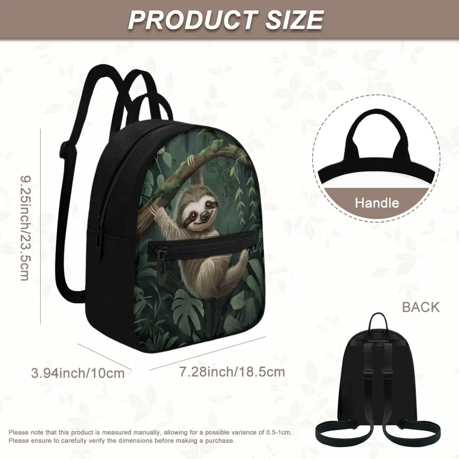 Koala Backpack Purse for Women Men PU Polyester Mini Bags with Zipper Multiple Pockets Carrying Tote Bag for College Gym Library Office Personalized Gifts for Teens