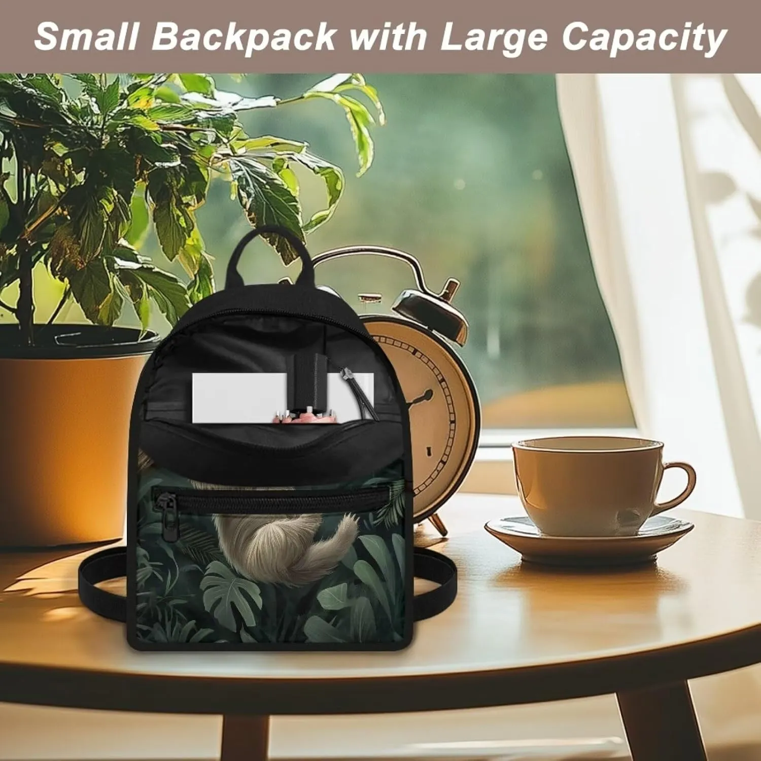 Koala Backpack Purse for Women Men PU Polyester Mini Bags with Zipper Multiple Pockets Carrying Tote Bag for College Gym Library Office Personalized Gifts for Teens
