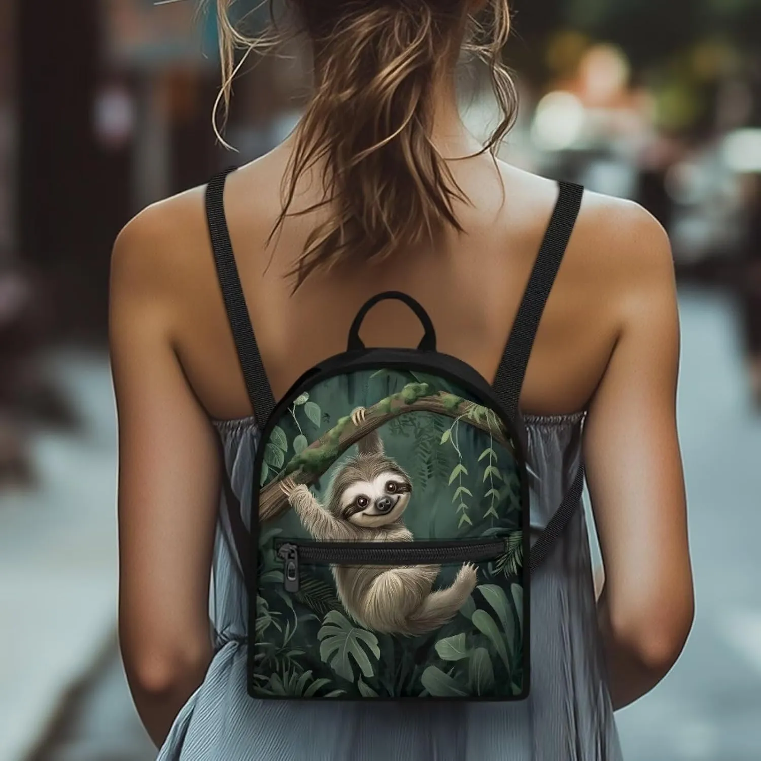 Koala Backpack Purse for Women Men PU Polyester Mini Bags with Zipper Multiple Pockets Carrying Tote Bag for College Gym Library Office Personalized Gifts for Teens