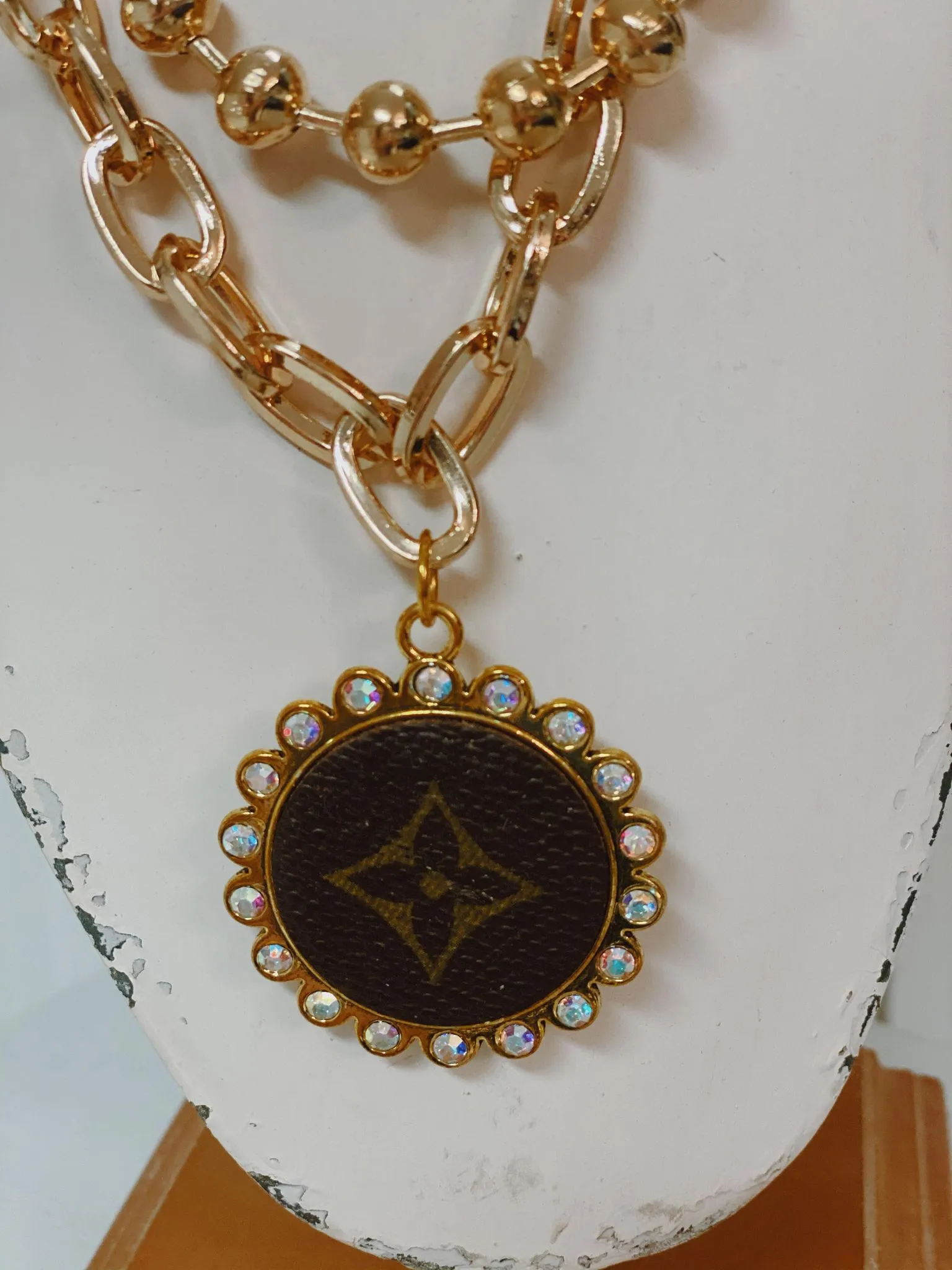 L UPCYCLED DOUBLE LAYER NECKLACE GOLD