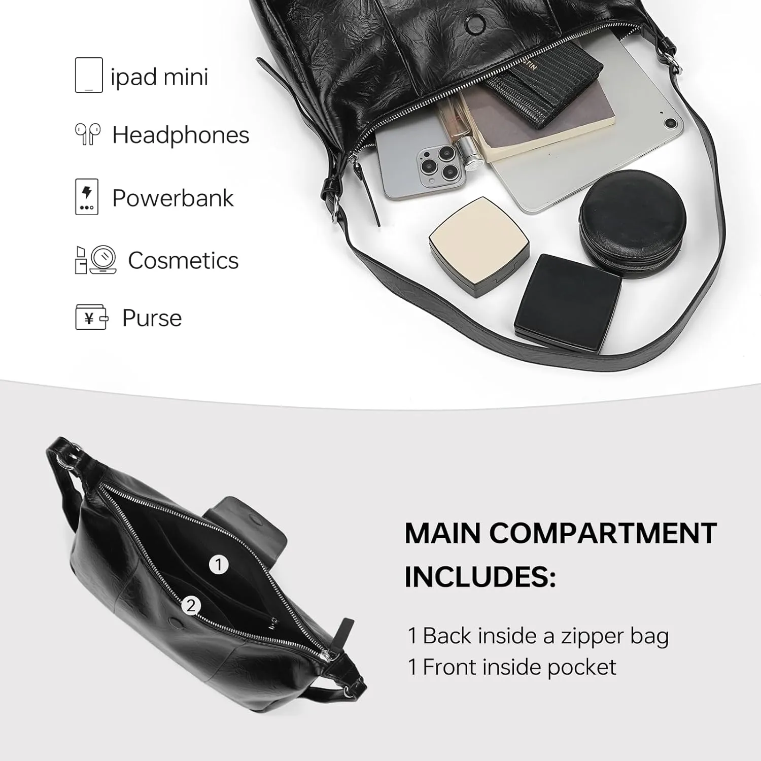 LA FESTIN Leather Purse Shoulder Bag for Women Large Capacity Crossbody Hobo Designer Tote with Adjustable Strap