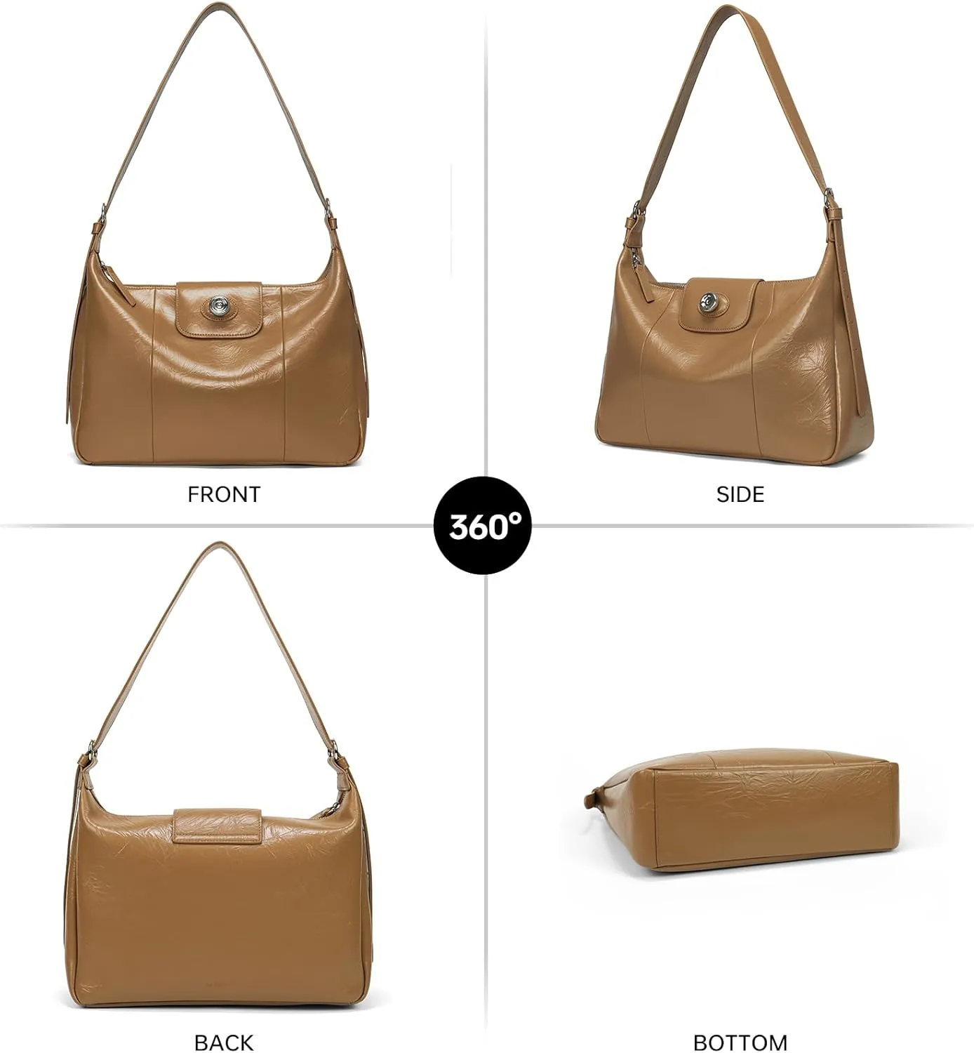 LA FESTIN Leather Purse Shoulder Bag for Women Large Capacity Crossbody Hobo Designer Tote with Adjustable Strap