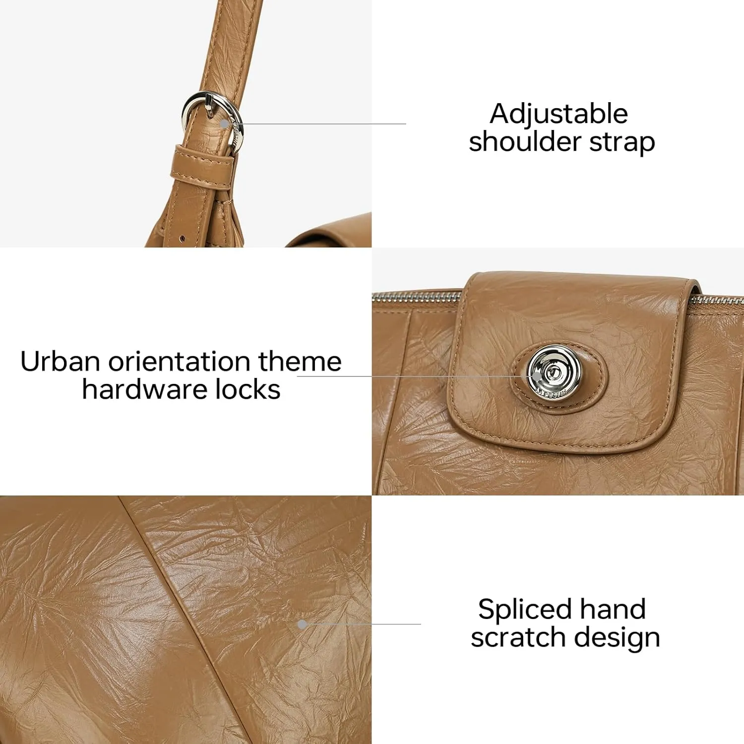 LA FESTIN Leather Purse Shoulder Bag for Women Large Capacity Crossbody Hobo Designer Tote with Adjustable Strap