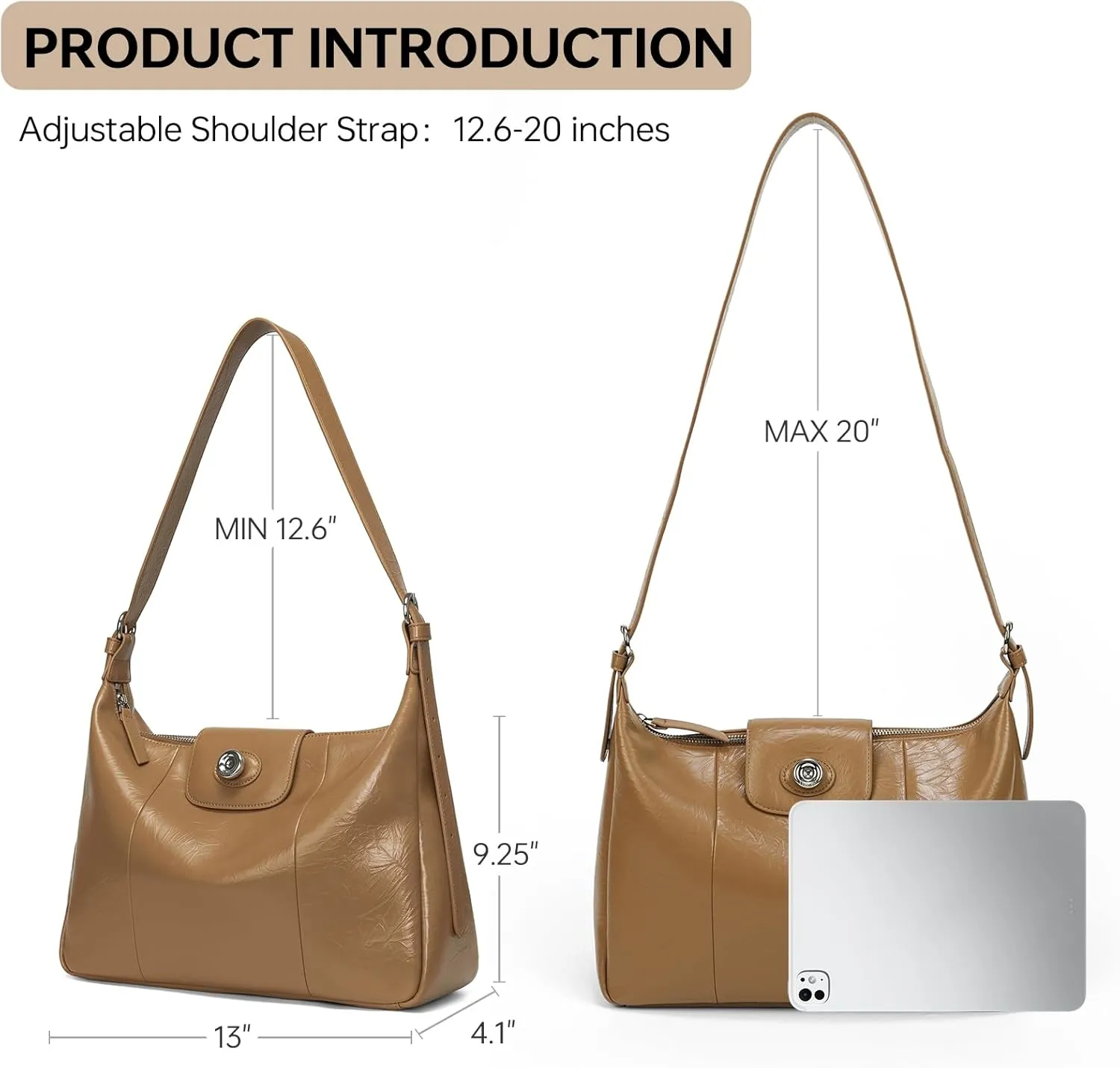 LA FESTIN Leather Purse Shoulder Bag for Women Large Capacity Crossbody Hobo Designer Tote with Adjustable Strap
