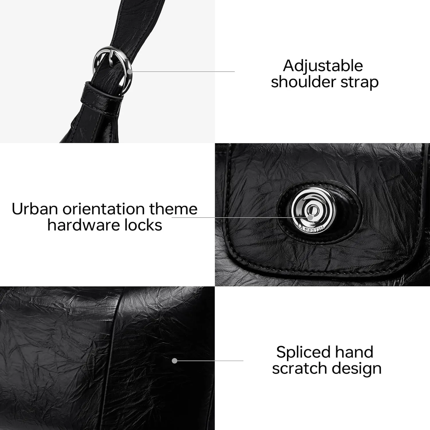 LA FESTIN Leather Purse Shoulder Bag for Women Large Capacity Crossbody Hobo Designer Tote with Adjustable Strap