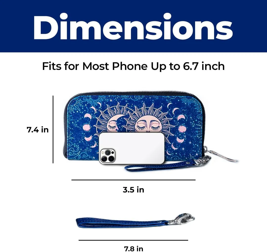 Leather Clutch Purse For Women,Slim Wristlet Handbag Zipper Closure,All Occasion Casual Party Clutch Multicompartment